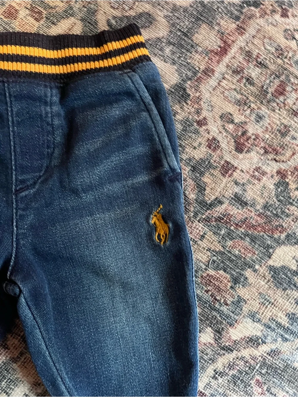 Ralph Lauren 6M White Graphic Tee with Denim Jogger Pants